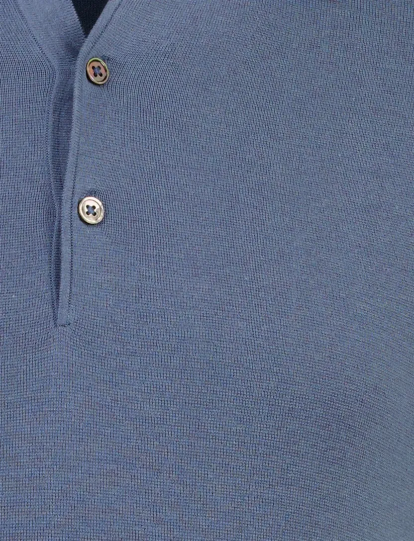 Korte mouw polo Thomas Maine blauw met boord