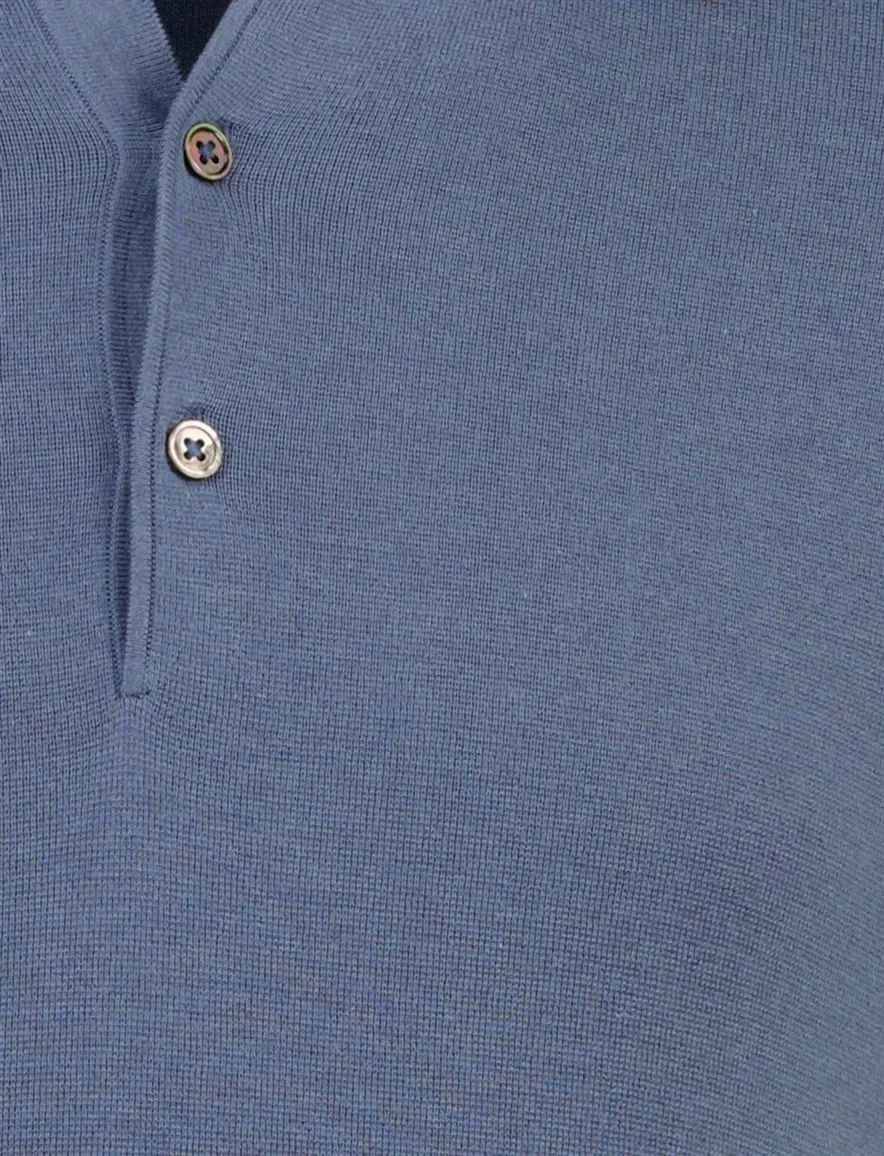 Thomas Maine blauwe polo 3-knoops
