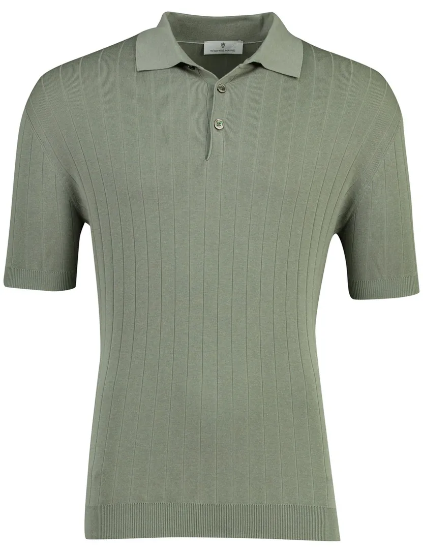 Korte mouw polo Thomas Maine groen regular fit