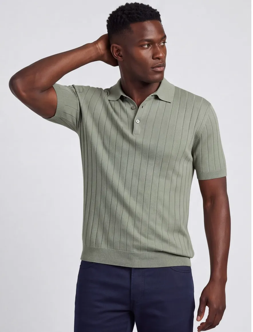 Polo met boord Groen Thomas Maine