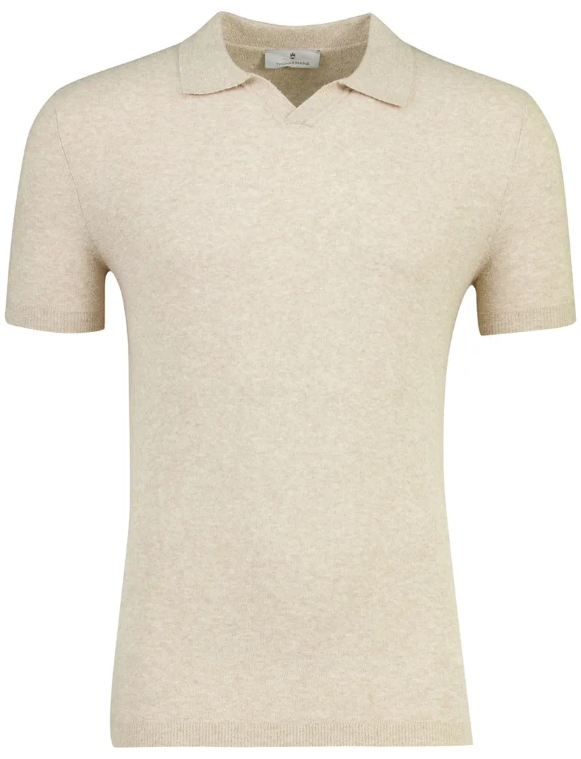 Korte mouw polo Thomas Maine beige regular fit