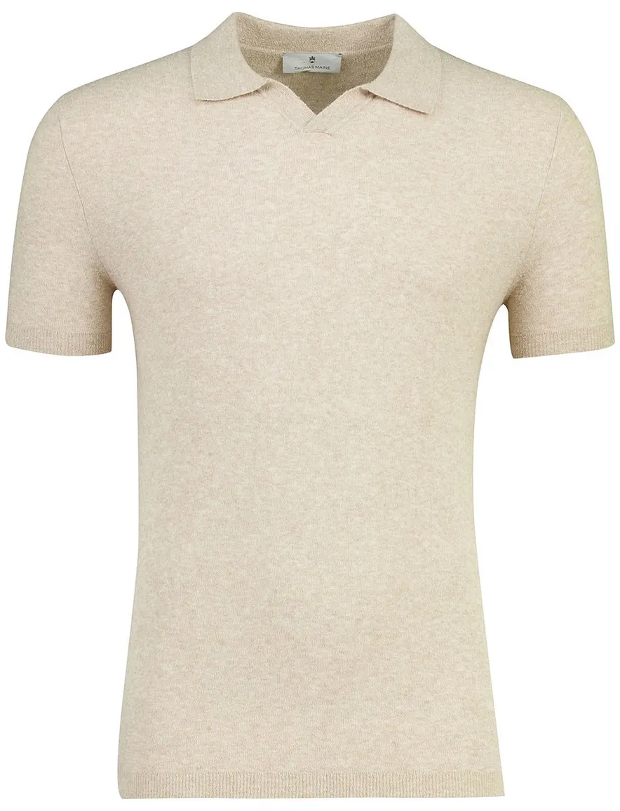 Thomas Maine polo v-hals beige