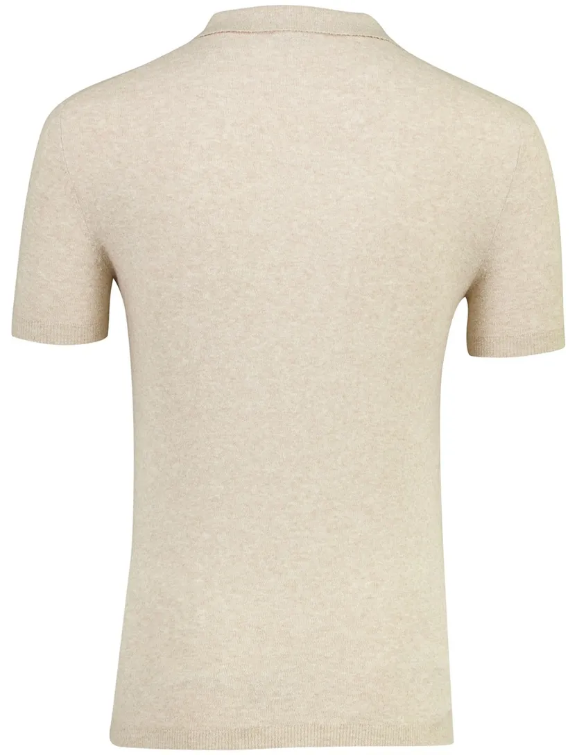 Korte mouw polo Thomas Maine beige regular fit