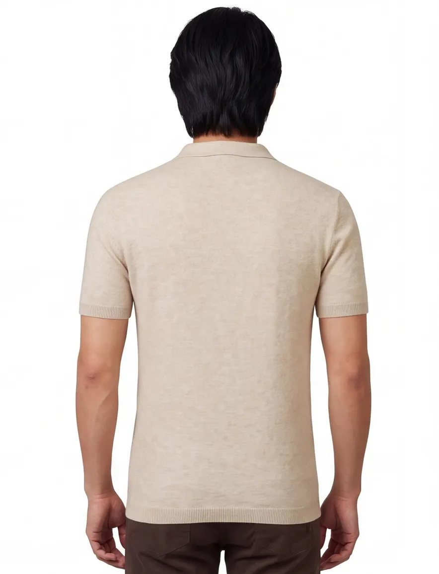 Thomas Maine polo v-hals beige