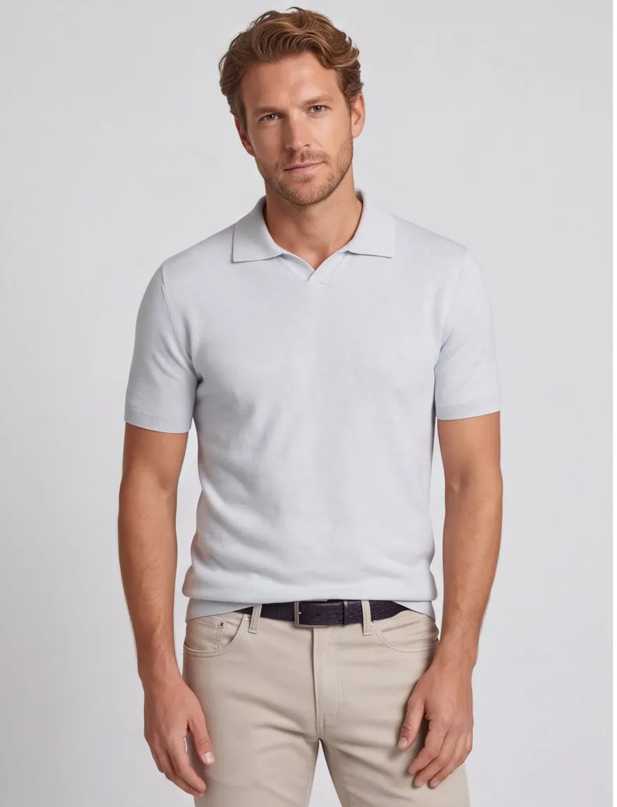 Thomas Maine polo v-hals lichtblauw