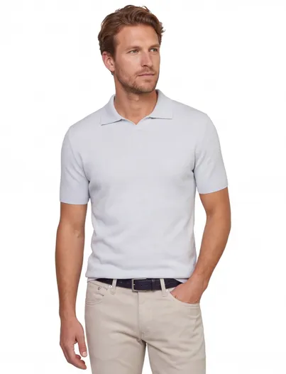 Thomas Maine Regular fit v-hals polo lichtblauw Thomas Maine