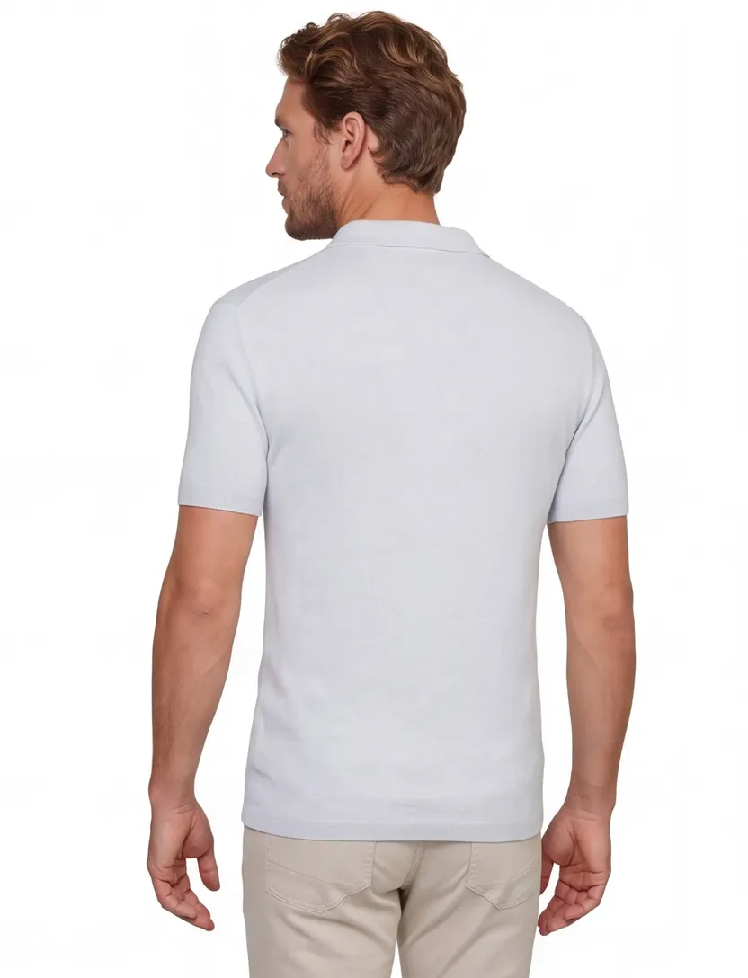 Korte mouw polo Thomas Maine lichtblauw met boord