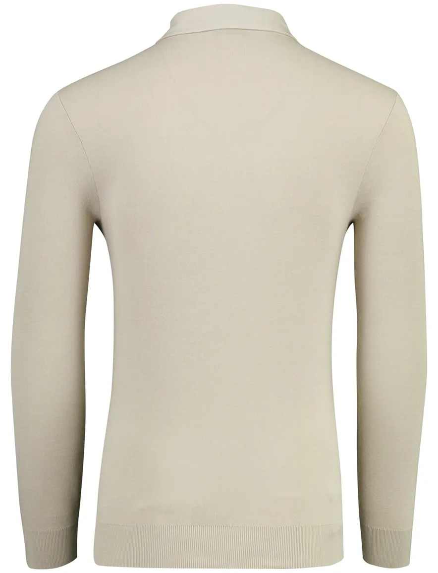 Thomas Maine polo 3 knopen lange mouw beige