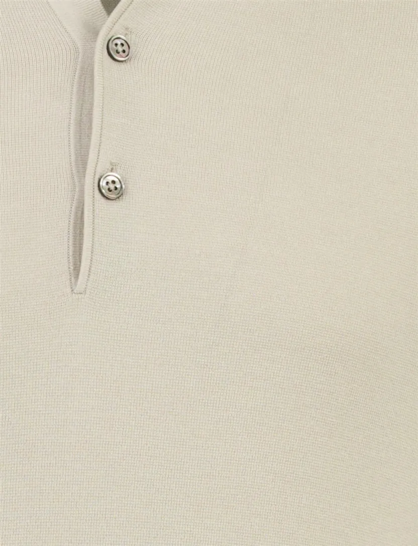 Lange mouw polo Thomas Maine beige met boord