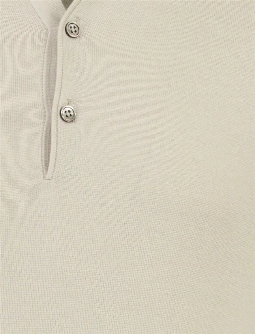 Thomas Maine polo 3 knopen lange mouw beige