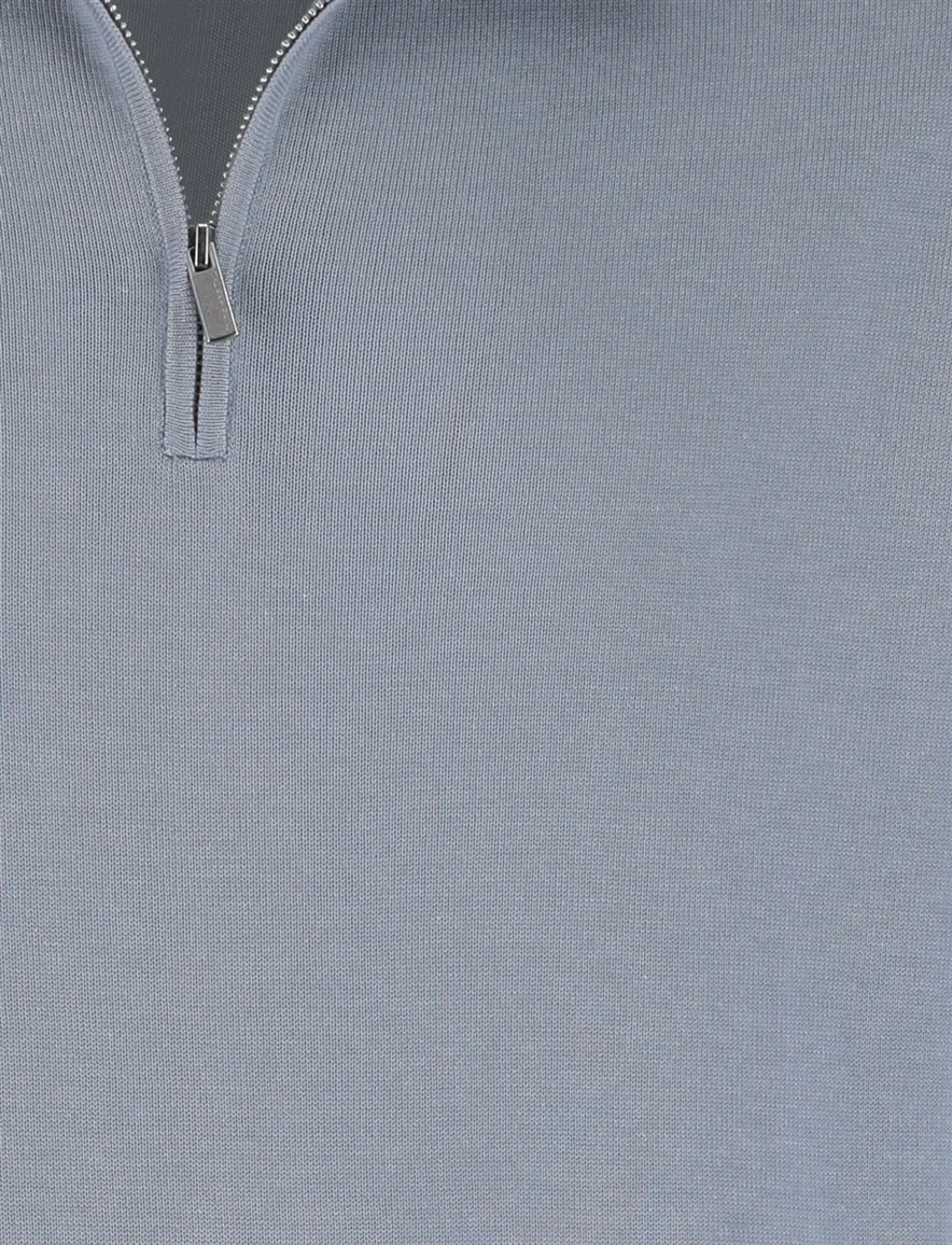 Thomas Maine half zip trui lichtblauw