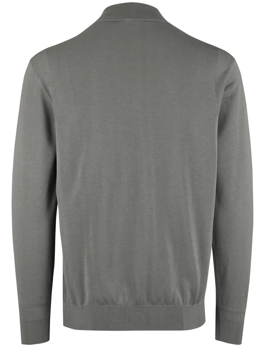 Grijze trui half zip Thomas Maine normale fit