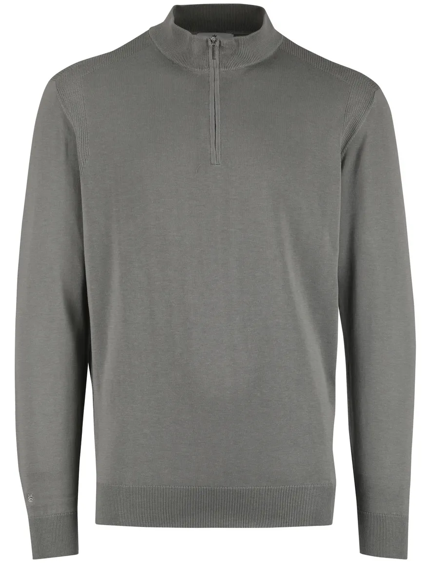 Grijze trui half zip Thomas Maine normale fit