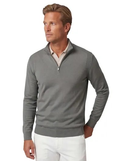 Thomas Maine Grijze trui half zip Thomas Maine normale fit