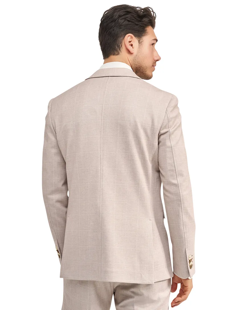 colbert Blue Industry met voering polyster beige geruit
