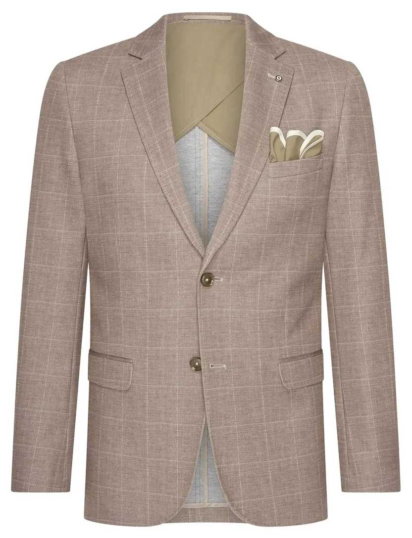 colbert Blue Industry met voering polyster bruin geruit