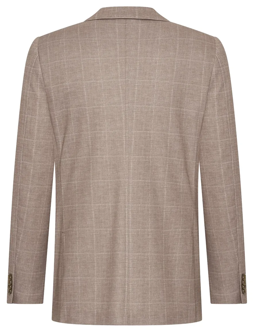 Blue Industry colbert 2 knopen ruit patroon taupe