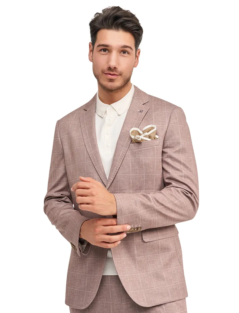 colbert Blue Industry met voering polyster bruin geruit