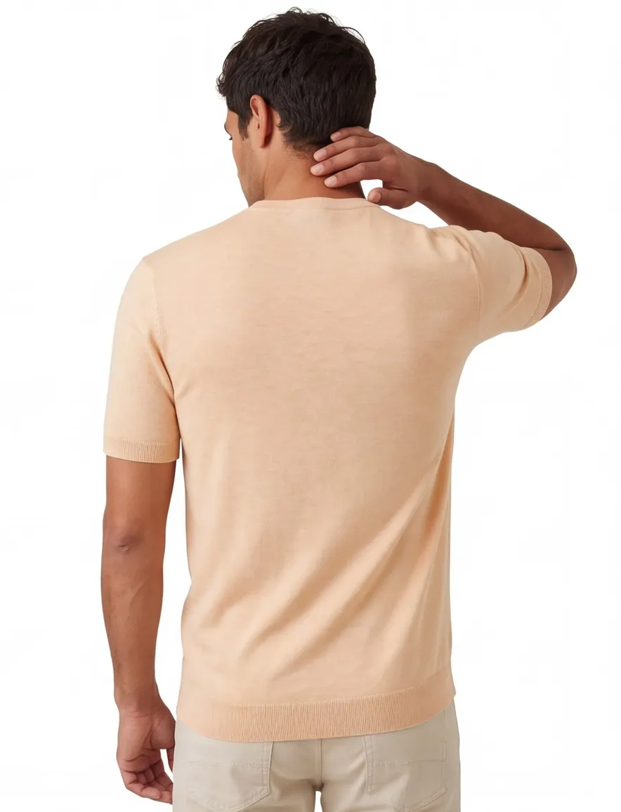 Gemeleerd Blue Industry T-shirt oranje met boord
