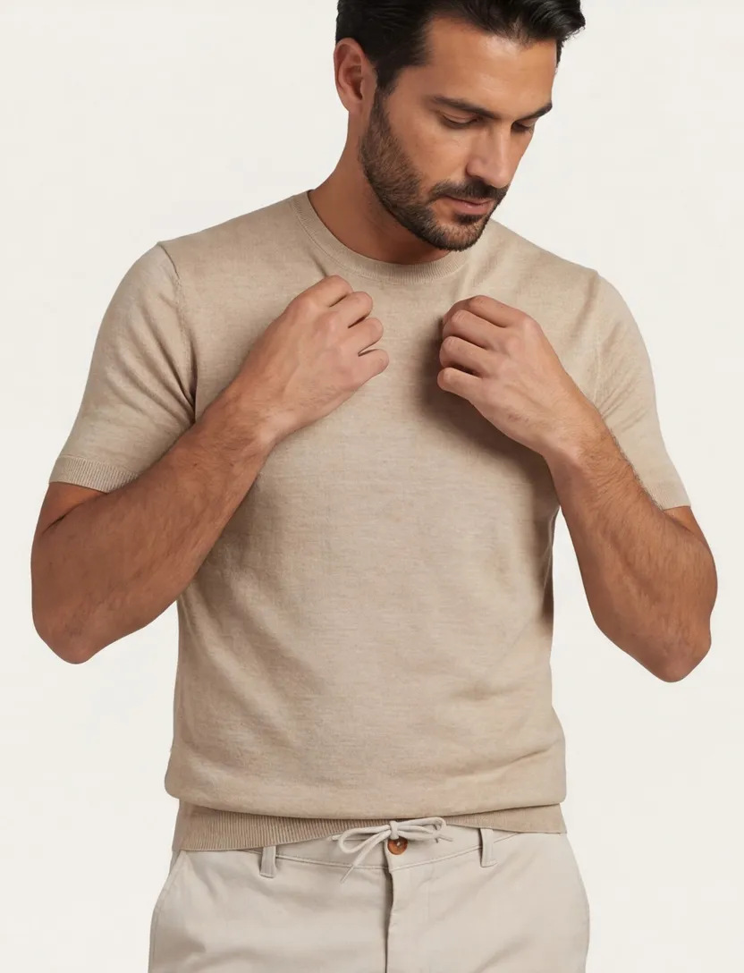 T-shirt Blue Industry beige met boord