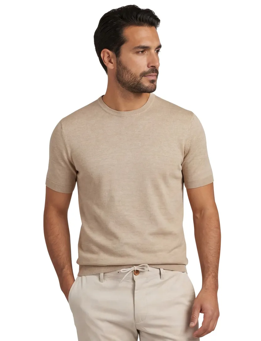 T-shirt Blue Industry beige met boord