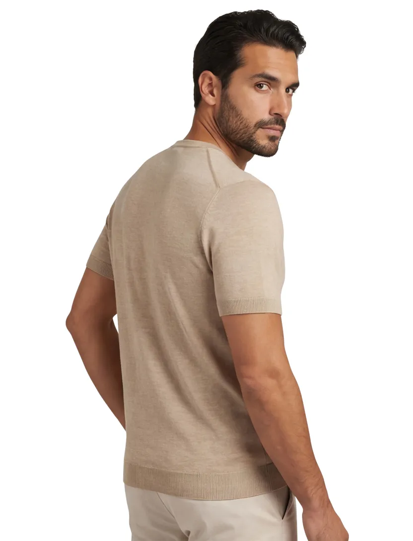 T-shirt Blue Industry beige met boord