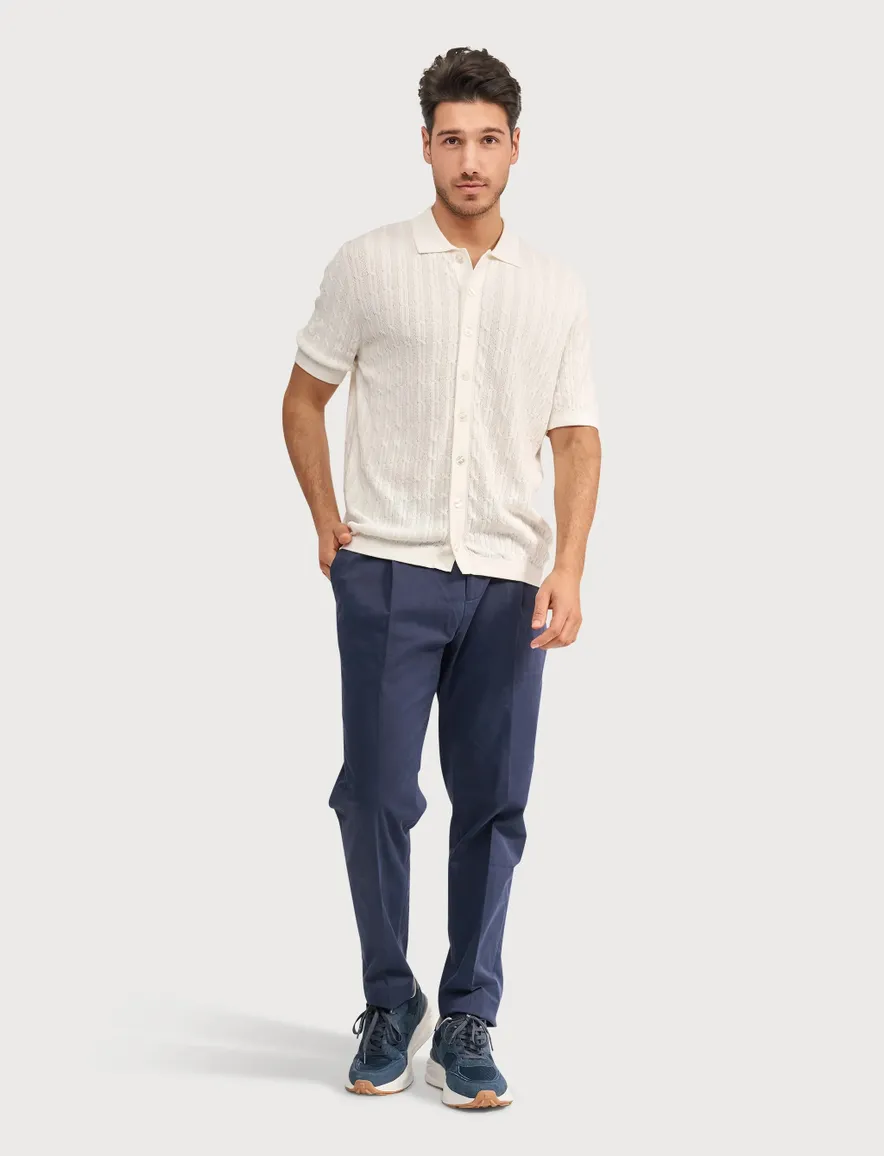 Blue Industry doorknoop polo crème structuur korte mouw