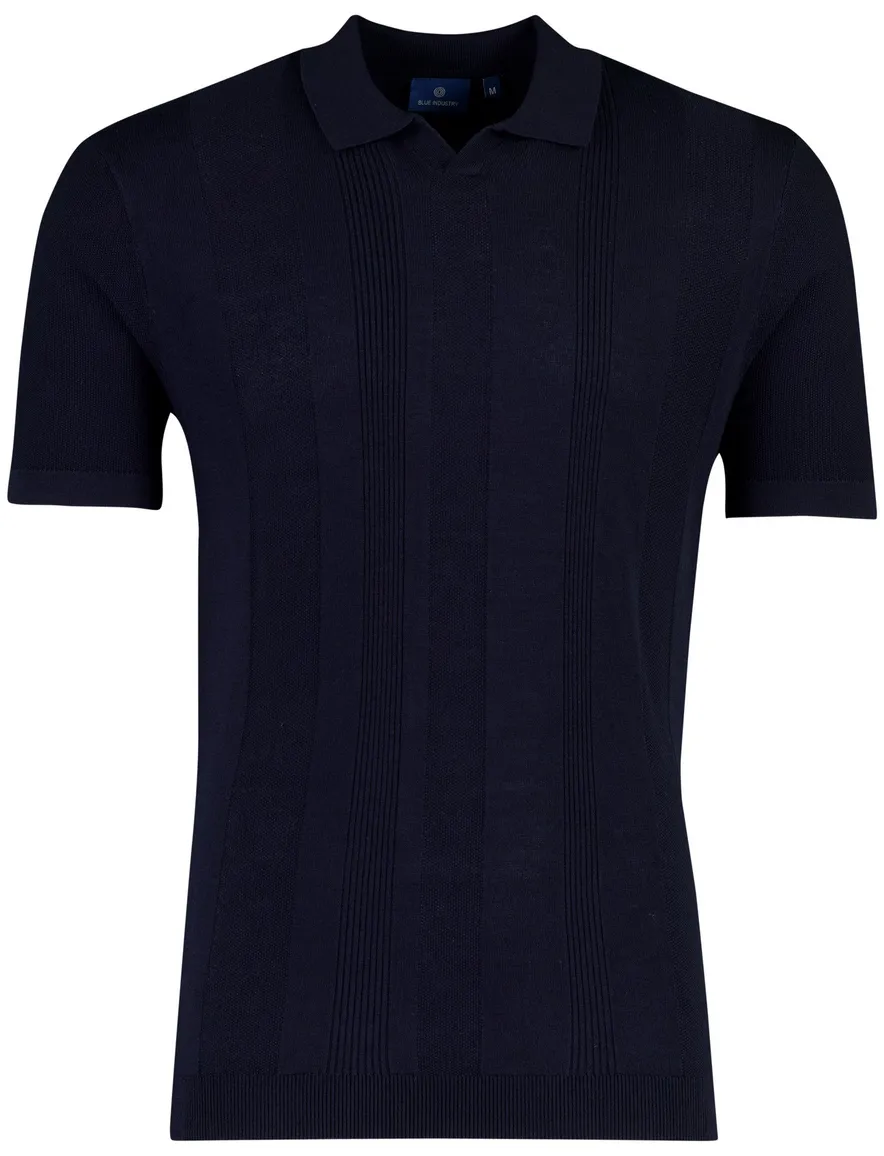 Donkerblauw Blue Industry polo met boord
