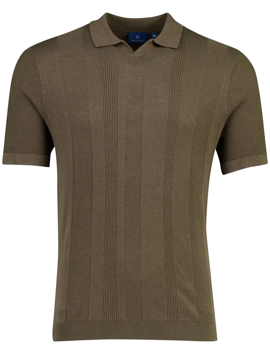 Blue Industry bruin gestreepte polo