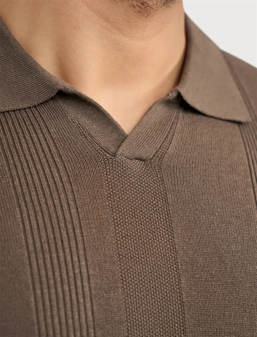 Gestreepte structuur Blue Industry bruine polo