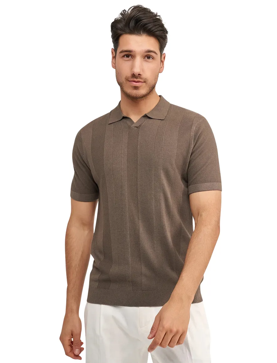 Blue Industry bruin gestreepte polo