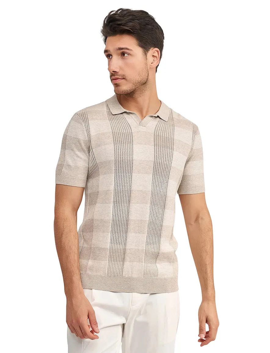 Geruite Blue Industry polo beige
