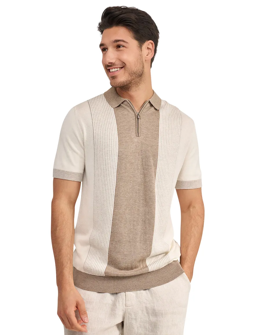 Blue Industry polo met rits beige bruin