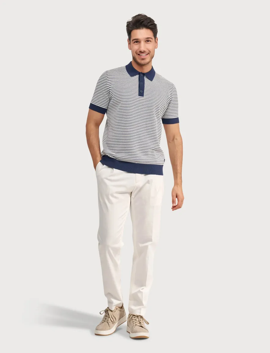 Blue Industry polo donkerblauw gestreept 3 knopen