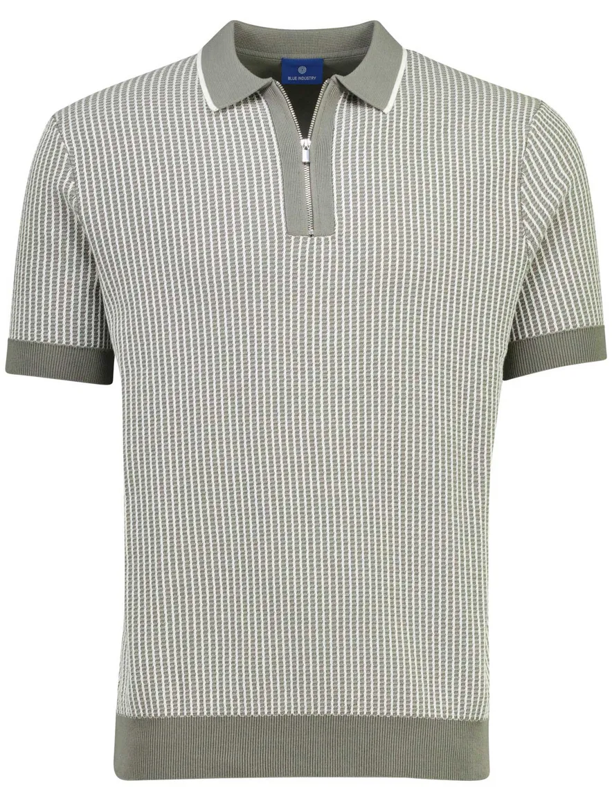 Groene polo Blue Industry geprint normale fit