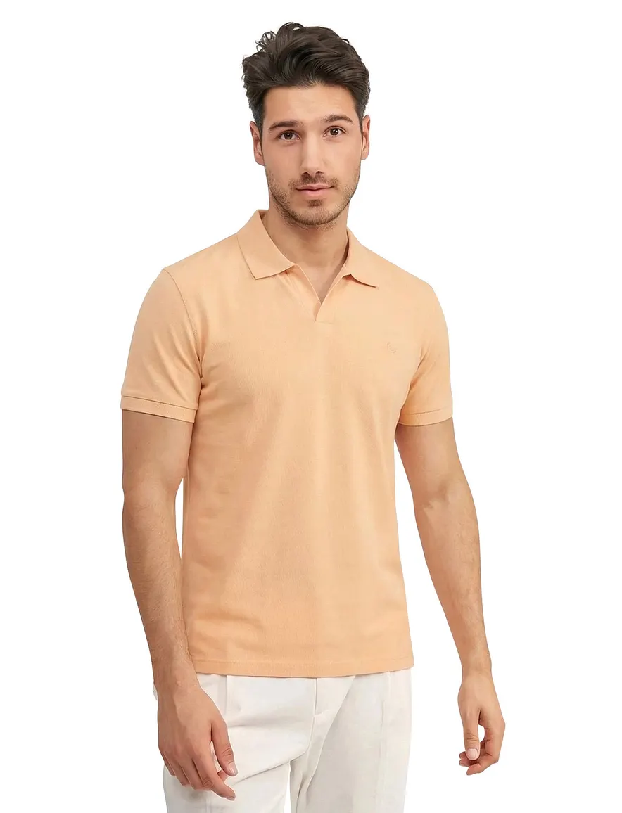 Korte mouw effen poloshirt oranje Blue Industry v-hals
