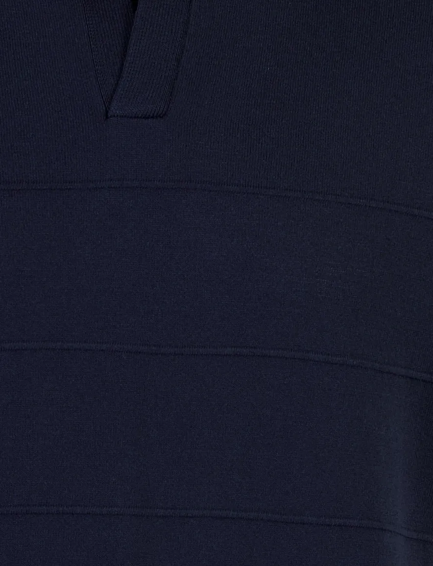 Korte mouw donkerblauw poloshirt 1-knoop