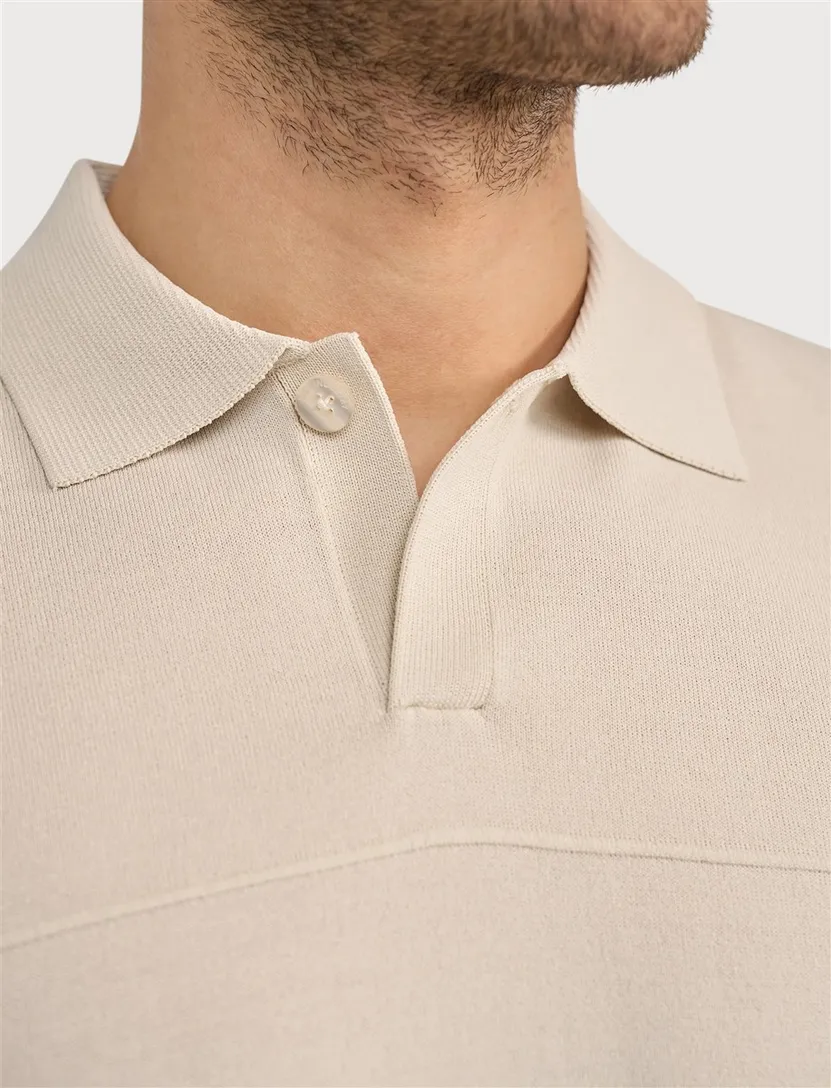 Polo korte mouw Blue Industry creme regular fit