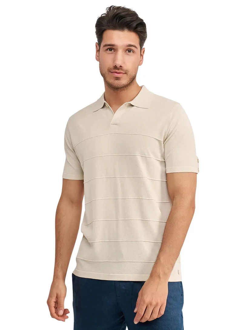 Polo korte mouw Blue Industry creme regular fit