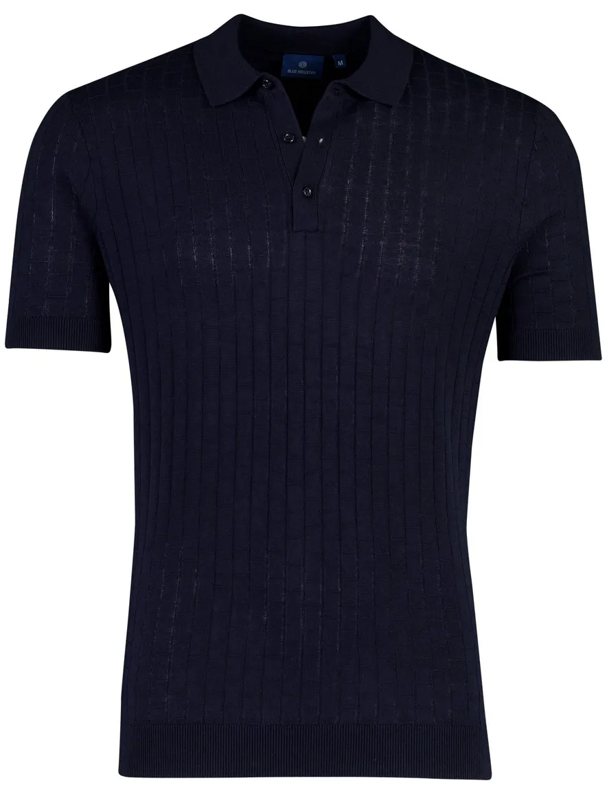 Blue Industry polo effen donkerblauw met boord