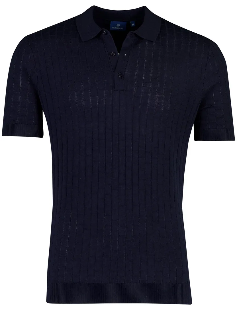 Polo korte mouw Blue Industry donkerblauw met boord