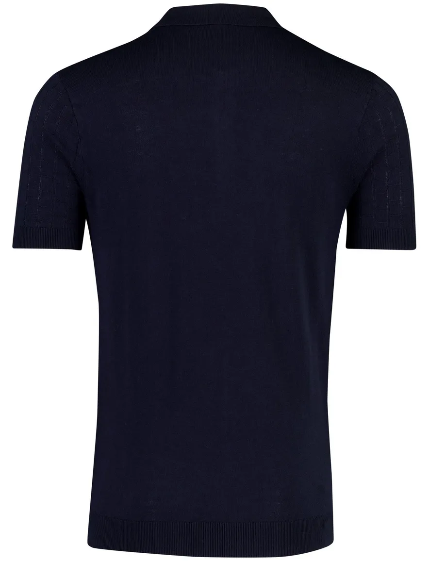 Donkerblauwe Blue Industry korte mouw polo 3-knoops