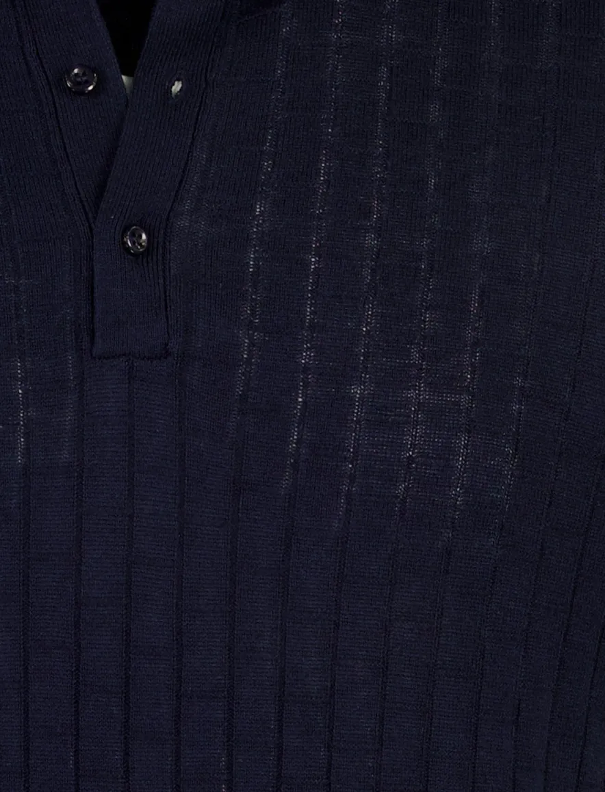 Blue Industry polo effen donkerblauw met boord