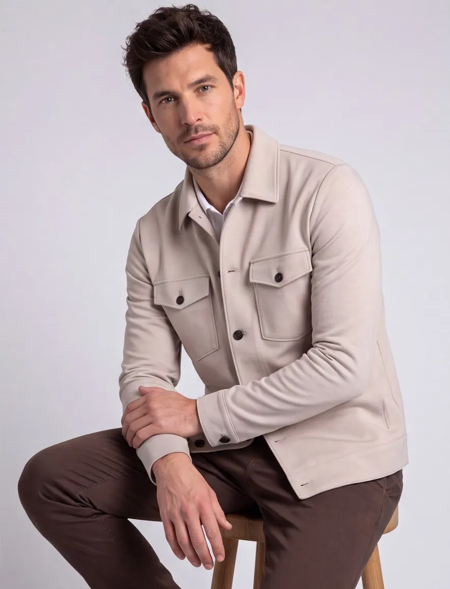 Blue Industry overshirt camel borstzakken