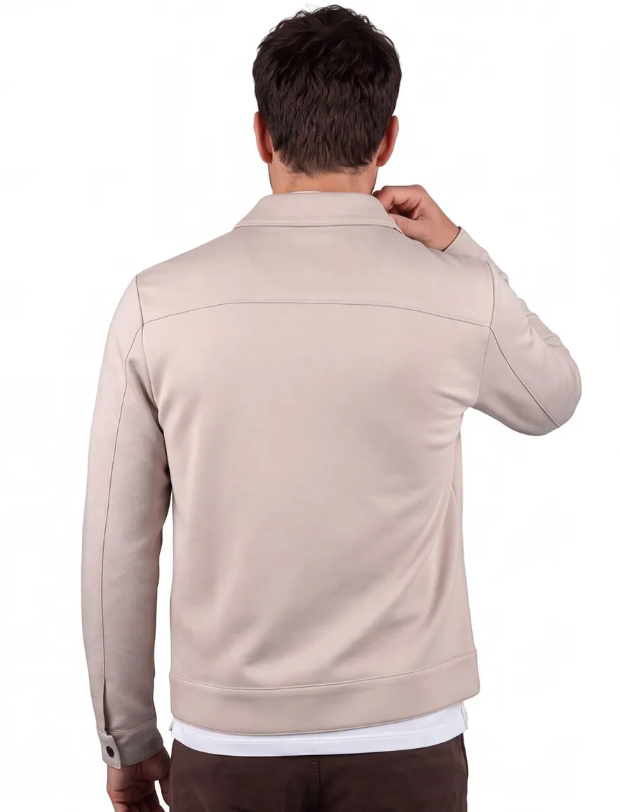 Overshirt Blue Industry dubbele borstzak beige