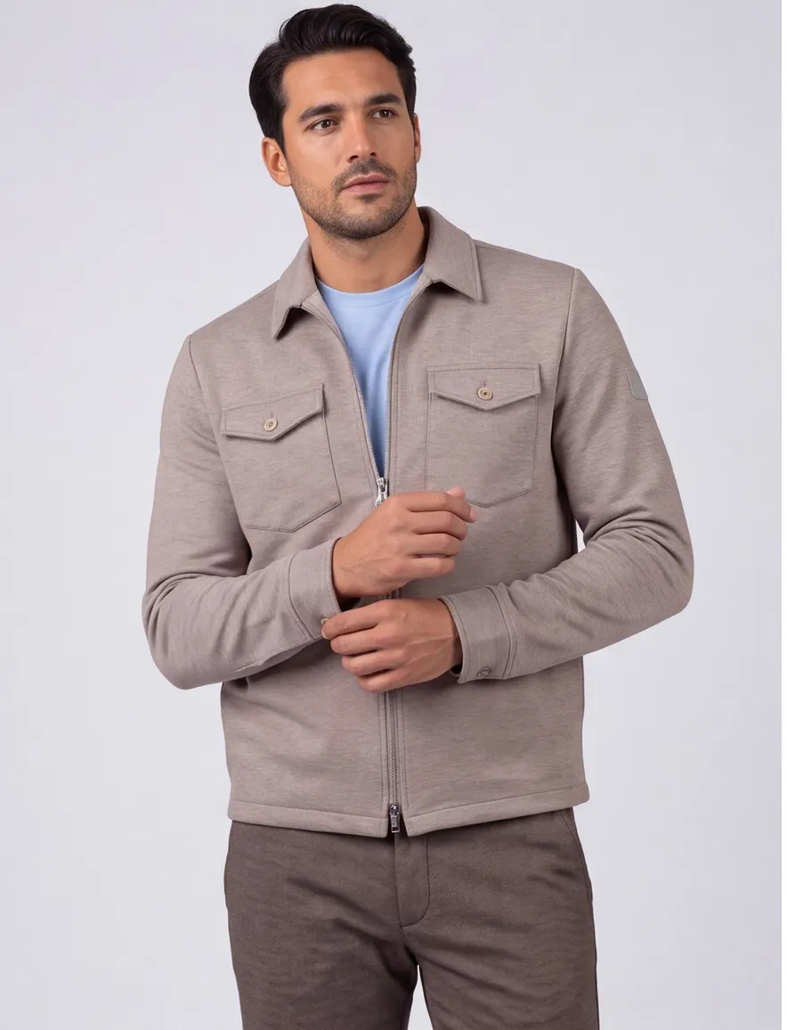 Beige overshirt Blue Industry normale fit rits