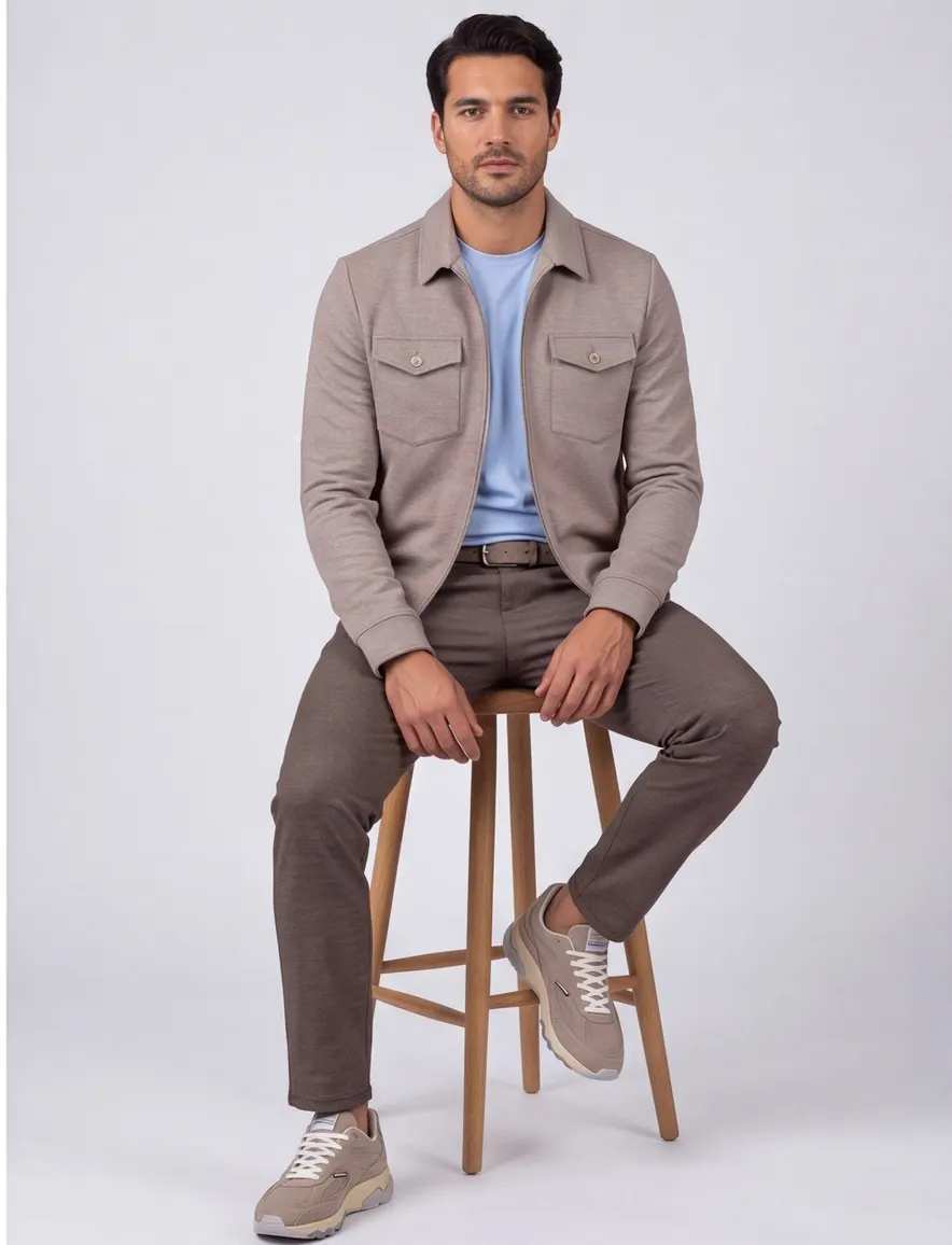 Beige overshirt Blue Industry normale fit rits