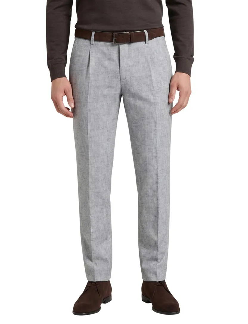 Chino Blue Industry blauw gemeleerd slim fit