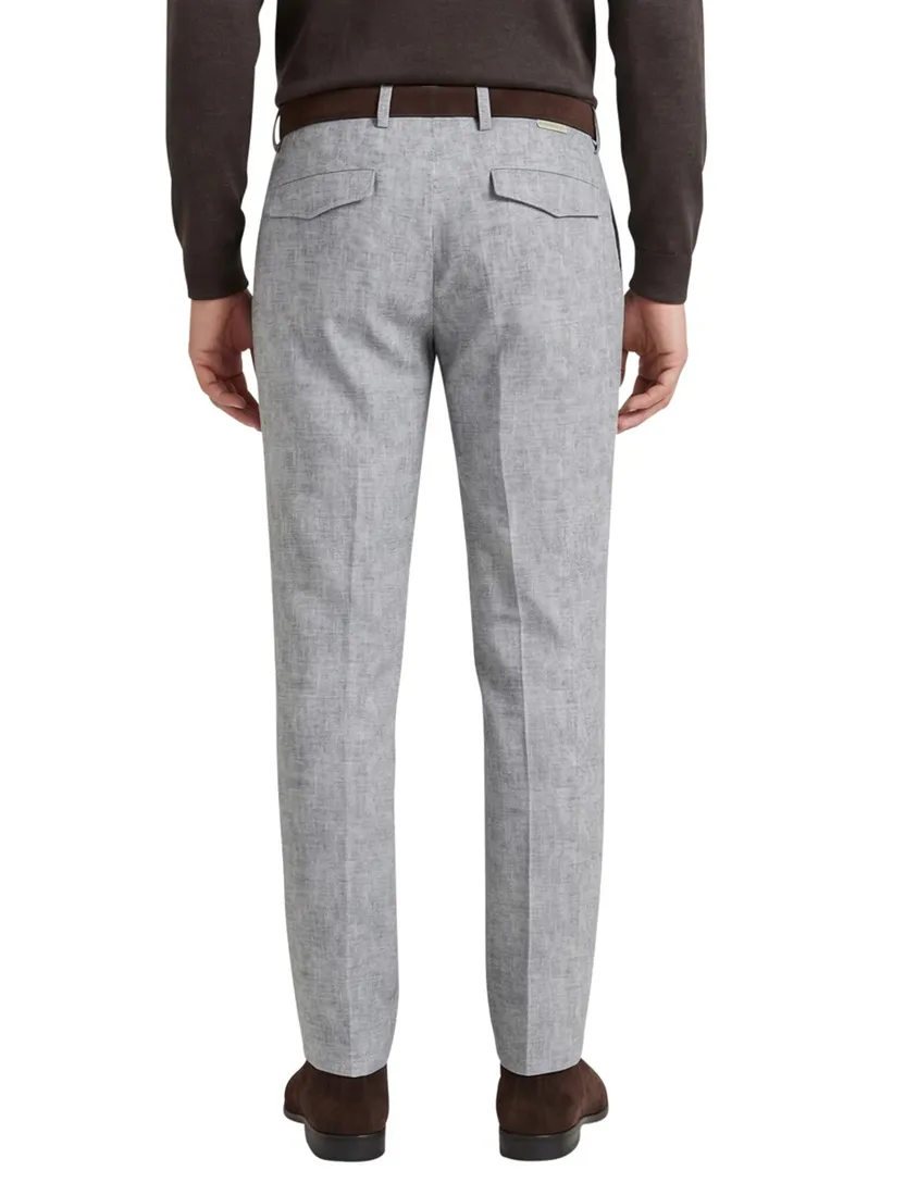 Chino Blue Industry blauw gemeleerd slim fit