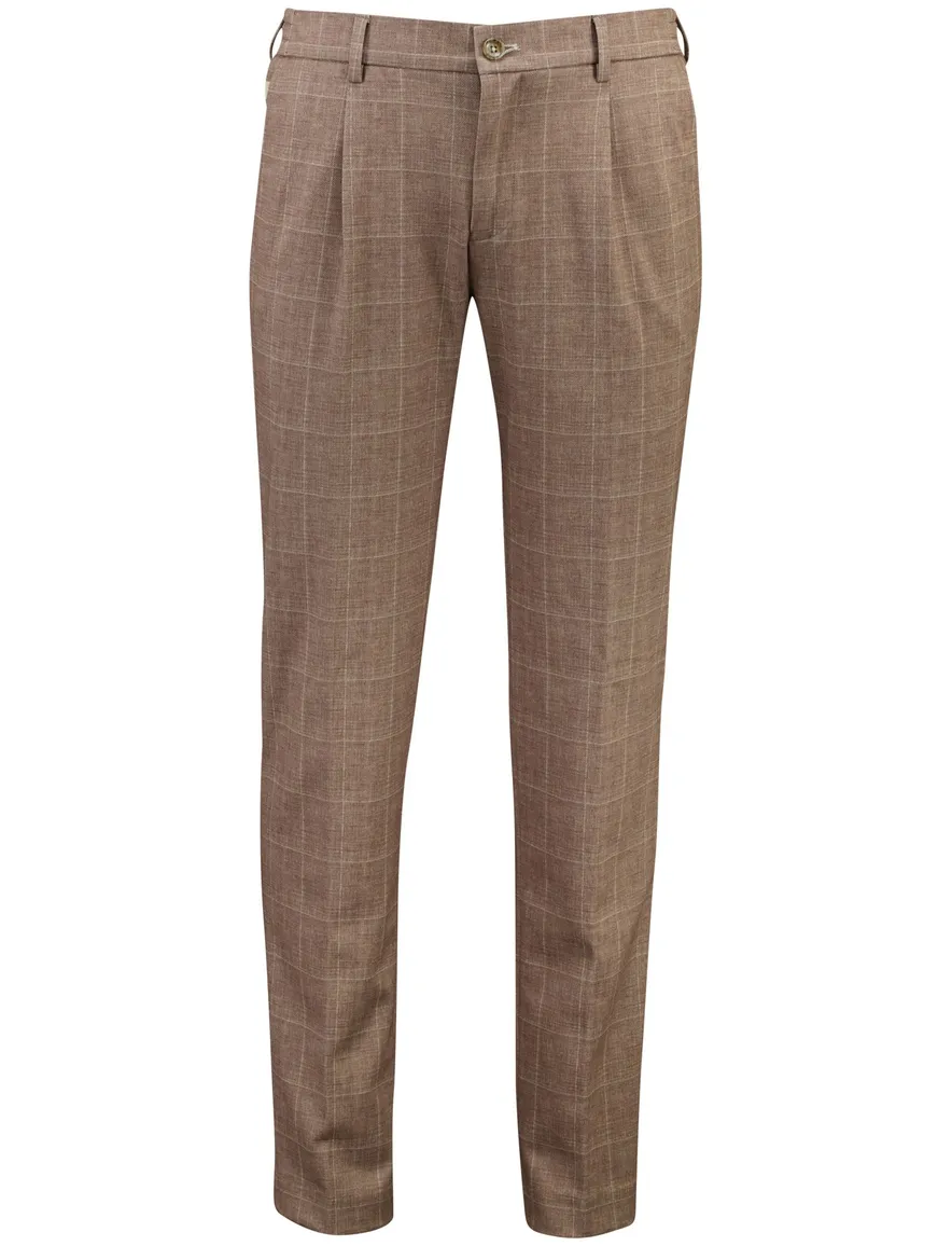 Blue Industry chino geruit bruin Steven